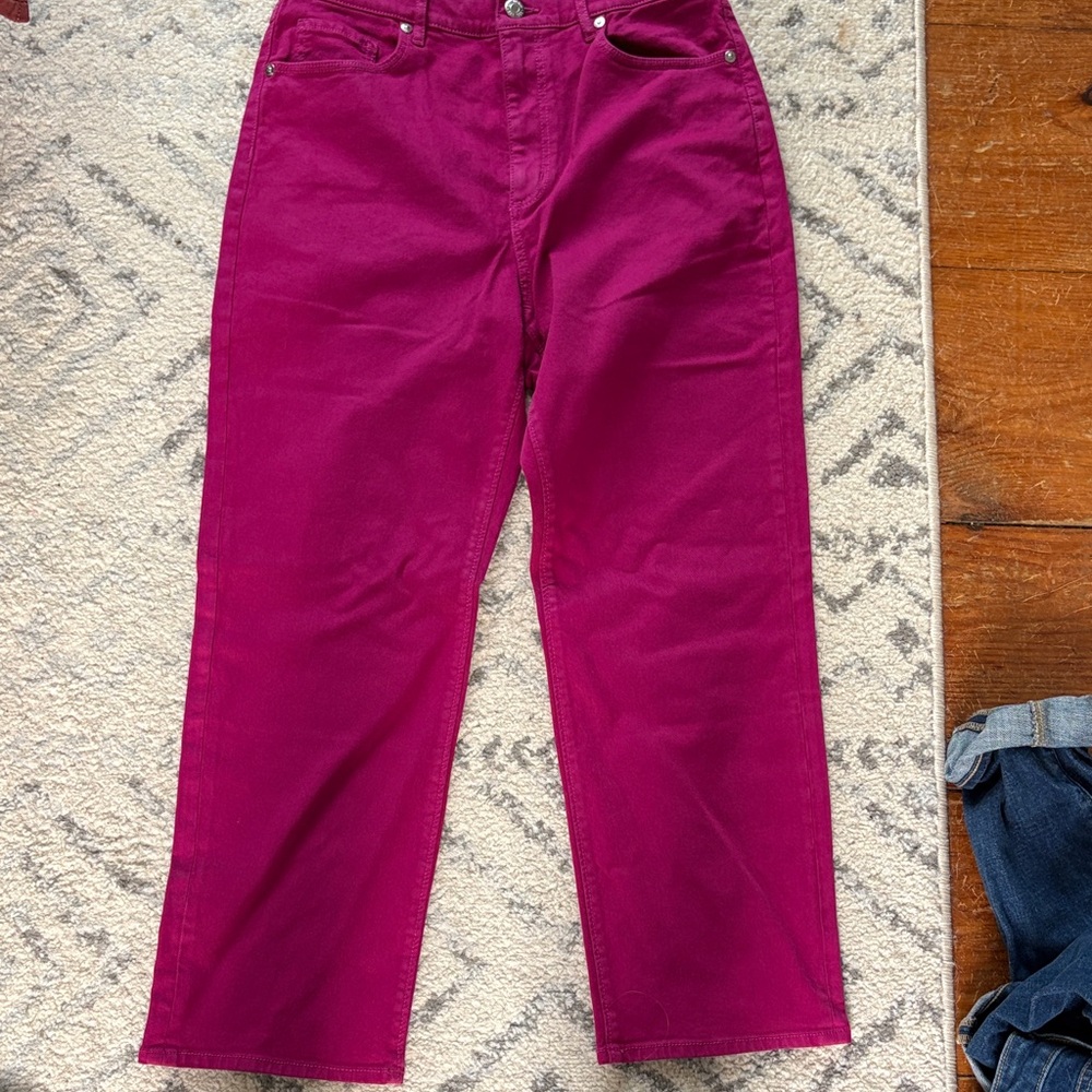 LOFT Women's Straight Leg Jeans in Vibrant Pink